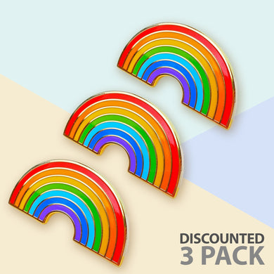 Rainbow Hard Enamel Pin Badges Pack of 3 - Mystery Pins Ltd